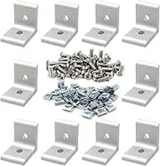 BLCCLOY 10Sets 10 Series 1" x 1" Aluminum Extrusion Profiles Corner 1010 Series Angle Bracket Connector with M6 T Slot Nuts Bolts for 1 Inch x 1 Inch Extruded Aluminium Profile Rail