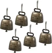 CANIGHT 6pcs Cow Bell Iron Bell Vintage Bells Mini Bells Dog Bell Bells for Crafts Craft Bells Jimgle Bells Cheering Cowbells Bulk Pet Bell Jewelry Loud Cow Hand Bells Cat Bell Olive Green