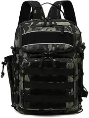 MGTCAR Outdoor Sports Camping Bag Fishing Rod Pole Backpack Climbing for Men Trekking Hiking Fishing Lure Box Tackle Travel Handbags(Black CP)
