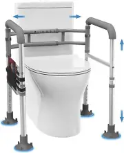 Delog Stand Alone Toilet Safety Rail Adjustable Width & Height Fit Any Toilet