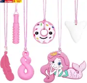 Chew Necklaces for Sensory Kids & Adults | 6-Pack Silicone Chew Toys for Autism,