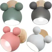 Pbb Wall Light Nordic Style Cute Wooden Bear Indoor Wall Sconce Bedside Reading Lamp For Bedroom Living[PB] gray