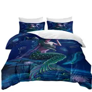 Underwater Mermaid with Fish and Jellyfish Quilt Cover