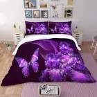 Purple Butterfly Quilt Doona Duvet Cover Set Queen/King/Double/Single Bed Linen