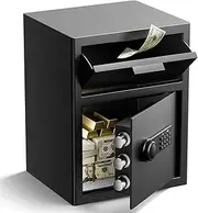 Depository Drop Safe 3.6 Cubic Feet, Xdeer Front Drop Slot Lock Box with Digital Combinatio, Silent Deposit Safe Box, Security Money Safe for Cash Slips Expense Business Office Home coin locker