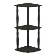 Furinno Turn-N-Tube Wood 3-Tier Corner Display Rack w/ Classic Tubes in Espresso