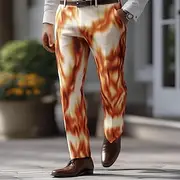 Men's Flame Abstract Art Dress Pants Trousers Suit Pants Mid Waist Casual Outdoor Vacation Regular Fit Flat-Front Straight Leg Pants with Pockets Summer Spring