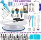 230Pc Cake Decorating Kit Turntable Piping Bags Tips Cutters Icing Tools