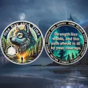 Personalized One Day at a Time Sobriety Coin -Inspring Wolf -Recovery AA Chip