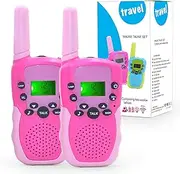 [PELOSTA] 2 Pack Walkie Talkies for Kids,Electronic Toys with 22 Channels & Flashlights & 3 Mile Range,Toddler Toy for 3-12 Year Old Preschool Boys Girls,Gifts for Sports Outdoor Game & Role Play(Pink)