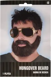 Hungover Beard & Moustache Brown Fancy Dress Halloween Adult Costume Accessory