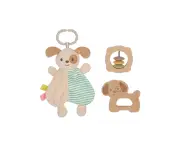 3pc Tooky Toy Baby Comforter Wooden Rattle Infant/Newborn Gift Set Puppy Dog 6m+