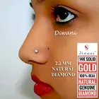 Diwani 2.2mm Real VVS Diamond Nose Lip Labret Screw Stud Piercing Ring Pin 14K G