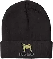 [Speedy Pros] Beanies for Men Dog Pet Pug Dad Embroidery Dogs Dog Lover Winter Hats for Women Acrylic Skull Cap 1 Size