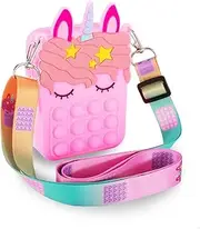 CXPHT Push Bubble Sensory Pop Simple Fidget Handbag, Push Bubble Fidget Sensory Toys Crossbody Handbag Shoulder Bag, Silicone Small Purse Relieve Stress Relief Bag Dimple Toy for Kid Adult. (Pink)