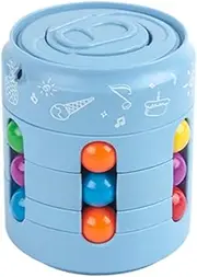 Decompression Rotating Magic Bean Toy Magic Puzzles Beads Magic Cube Fingertip Toys Desk Toy,Fidget Spinner Magic Cube Toys Educational Stress Relieve Toy Anti-anxiety Toy for Kids Adults (Blue)