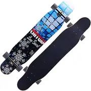 Sports Complete Longboard, ABEC-11 Silent High-Speed Bearing 46.5 Inches 7-Layer Maple Snowflake Pattern Skateboard Suitable for Young Adults