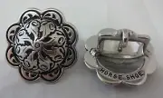 Pair Jeremiah Watt 1 3/4 Conchos 3/4" Buckles Belt Black Horse Tack Bridle Watts