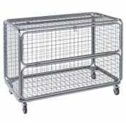 Mesh Trolley with Folding Lid and side plus padlock hasp and galvanised finish