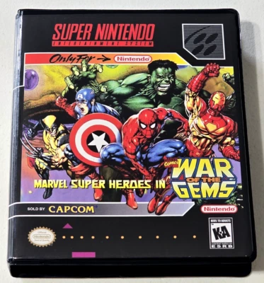 Marvel Super Heroes in War of the Gems CASE ONLY Super Nintendo SNES Box