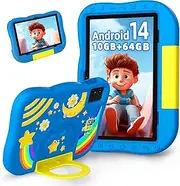 Children's Tablet, 10 Inch Android 14 Tablet for Children with Octa-Core, 6000 mAh, 10 GB (4 + 6) RAM + 64 GB ROM, WiFi, BT5.2, Child Lock, Pre-Installed Children's Software Learning Tablet