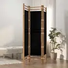 Folding 3-Panel Room Divider 120 cm Bamboo and Canvas vidaXL