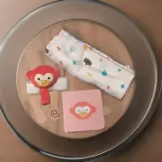 CHEEKY MONKEY BABY GIFT SET Includes: Organic Teether, Burp Cloth, and Book