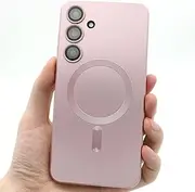 [RUNGOS] Magnetic for Samsung S24 Case MagSafe, with Camera Lens Protectors [All Round Protection] [Slim Fit] [Stylish Soft] Shockproof for Samsung Galaxy S24 Magnetic Case Thin Cover 6.2'' 2024, Pink