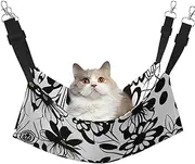 EdWal Black and White Flowers print Soft Sleeping Hammock Cat Hammock for Cage Hanging,Pet Hammock Bed Adjustable for Small Animals