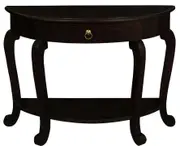 Emilie Cabriole Leg 1 Drawer Half Round Entry Table - Chocolate