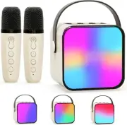 Kids Karaoke Machine, Mini Karaoke System with 2 Wireless Microphones, Portable