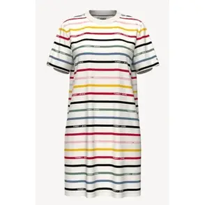 【TOMMY HILFIGER】條紋 T Shirt 式洋裝（七彩、S號*1）－76J1192