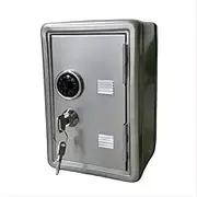 Household Insurance Box Vertical Mini Metal Safe Car Safe Key Insurance Cabinet Desktop Decoration Piggy Bank(Silvery)