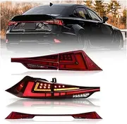 Taillight Compatible With Lexus 2014-2020 IS250 IS350 IS300 IS200T ISF Assembly Sequential Turn Signal Startup Custom Rear Lamp(Red)