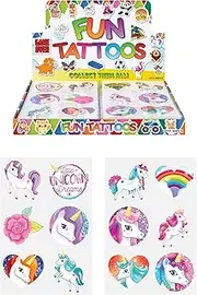 HENBRANDT 24 Unicorn Temporary Tattoo's for Kids. 12 Packs of 2 Tattoos