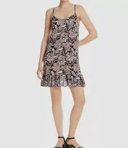 NEW $185 Aqua Women Black Red Paisley Sleeveless Mini Shift Party Dress Size XS