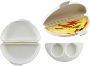 Microwave Egg Omelette Omelett Omelet Pan Maker Microwavable Cooker, 2 Cavity Egg Poacher Set Plastic Quick Egg Maker