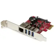 Startech 3 Port Pci Express Usb 3.0 Card + Gigabit Ethernet - Pci Express 2.0 -