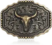 [AZORA] Longhorn Belt Buckles for Men Western Cowboy Bull Rodeo Belt Buckle Western Bull Head Belt Buckle for Women