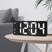 Colorful Digital LED Alarm Clock, USB/Battery Operated Desk Bedside Clock with Dual Alarms 12/24H Display 3 Adjustable Brightness Voice Control Snooze Function for Home Office (White)