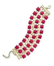 Brand NEW - Charter Club Bracelet, Gold-Tone Pink Bead Five-Row Bracelet