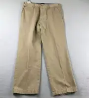 Nautica Pants Mens 36X30 Brown Cotton Flat Front Straight Leg Pant NWT
