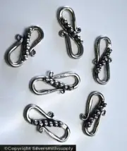 CLASPS S Hook six handmade jewelry clasps silver plated findings FPC005B