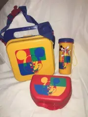 TUPPERWARE *NEW* Mickey Mouse Lunch Box Strap, Sandwich Snack Box & Drink Flask