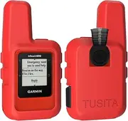 [TUSITA] Case with Screen Protector for Garmin inReach Mini GPS - Silicone Protective Cover Skin - Handheld Satellite Communicator Accessories (Red)
