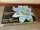 Tastemaker No-Iron Muslin Full Size Double Fitted Sheet 54x75 Floral 1970 NEW