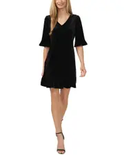 CeCe V-Neck Elbow-Sleeve Dress