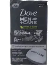 Dove Men+Care Exfoliating Beauty Bar Soap, Charcoal Clay, 3.75 oz, 6 Bars Total