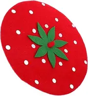[WRITWAA] Dorable Strawberry Beret Hat Soft Woolen Party Headwear Kawaii Beret for Girls