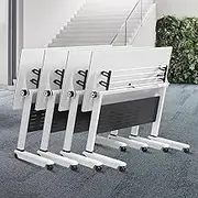 Conference Table,4 Pack Folding Conference Room Table with Silent Locking Wheels,Rectangular Training Seminar Table